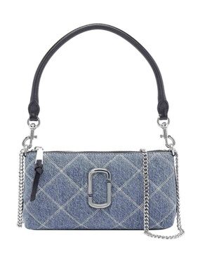 MARC JACOBS Denim Quilted Convertible Bag with Silver Hardware